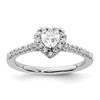 14k White Gold Halo (Holds 1/4 carat (4.2mm) Heart Center) 1/4 carat Diamond Semi-mount Engagement Ring