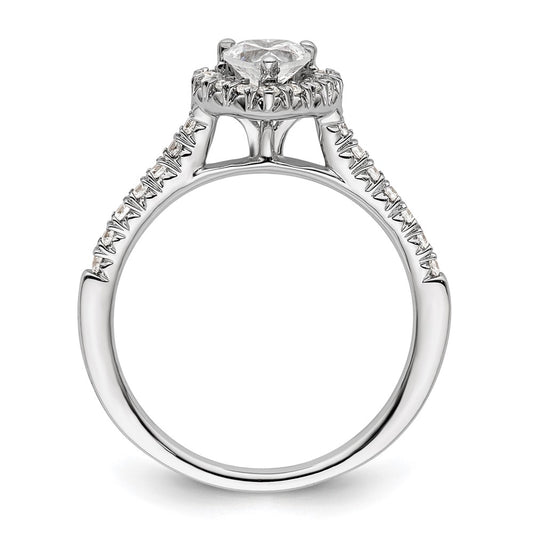 14k White Gold Halo (Holds 1/2 carat (5.2mm) Heart Center) 1/4 carat Diamond Semi-mount Engagement Ring