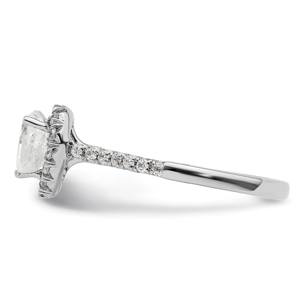 14k White Gold Halo (Holds 3/4 carat (6.00mm) Heart Center) 1/3 carat Diamond Semi-mount Engagement Ring