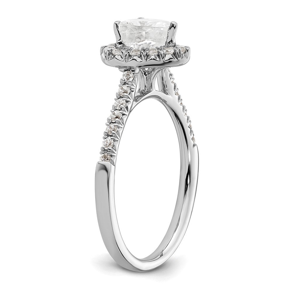 14k White Gold Halo (Holds 3/4 carat (6.00mm) Heart Center) 1/3 carat Diamond Semi-mount Engagement Ring