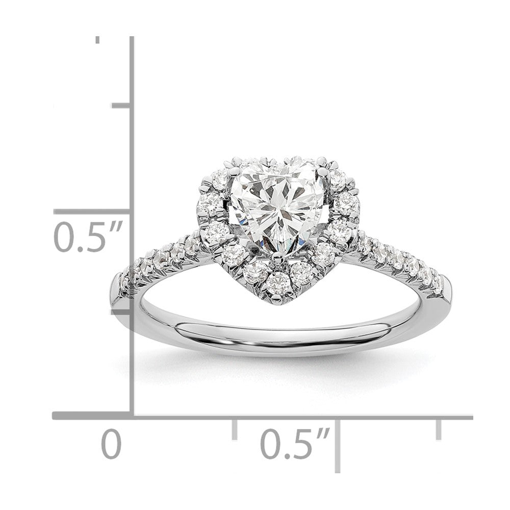14k White Gold Halo (Holds 3/4 carat (6.00mm) Heart Center) 1/3 carat Diamond Semi-mount Engagement Ring