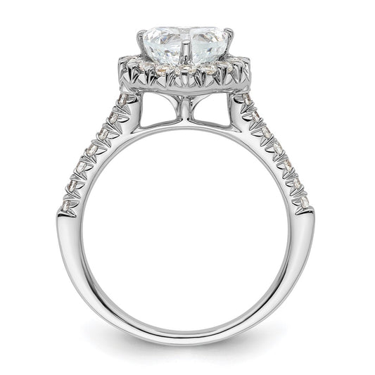 14k White Gold Halo (Holds 1.25 carat (7.1mm) Heart Center) 1/2 carat Diamond Semi-mount Engagement Ring