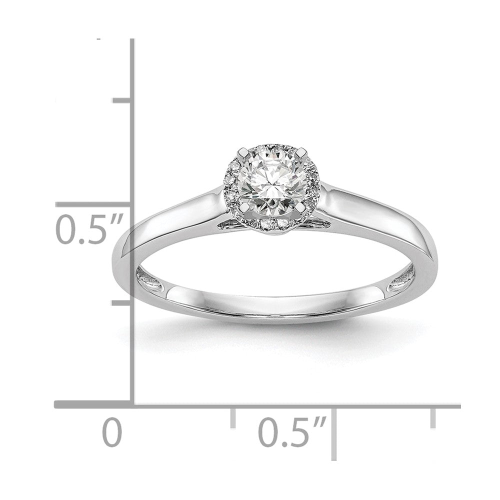 14K White Gold Halo (Holds 1/5 carat (3.5mm) Round Center) 1/20 carat Diamond Semi-Mount Engagement Ring