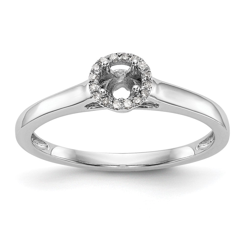 14K White Gold Halo (Holds 1/5 carat (3.5mm) Round Center) 1/20 carat Diamond Semi-Mount Engagement Ring
