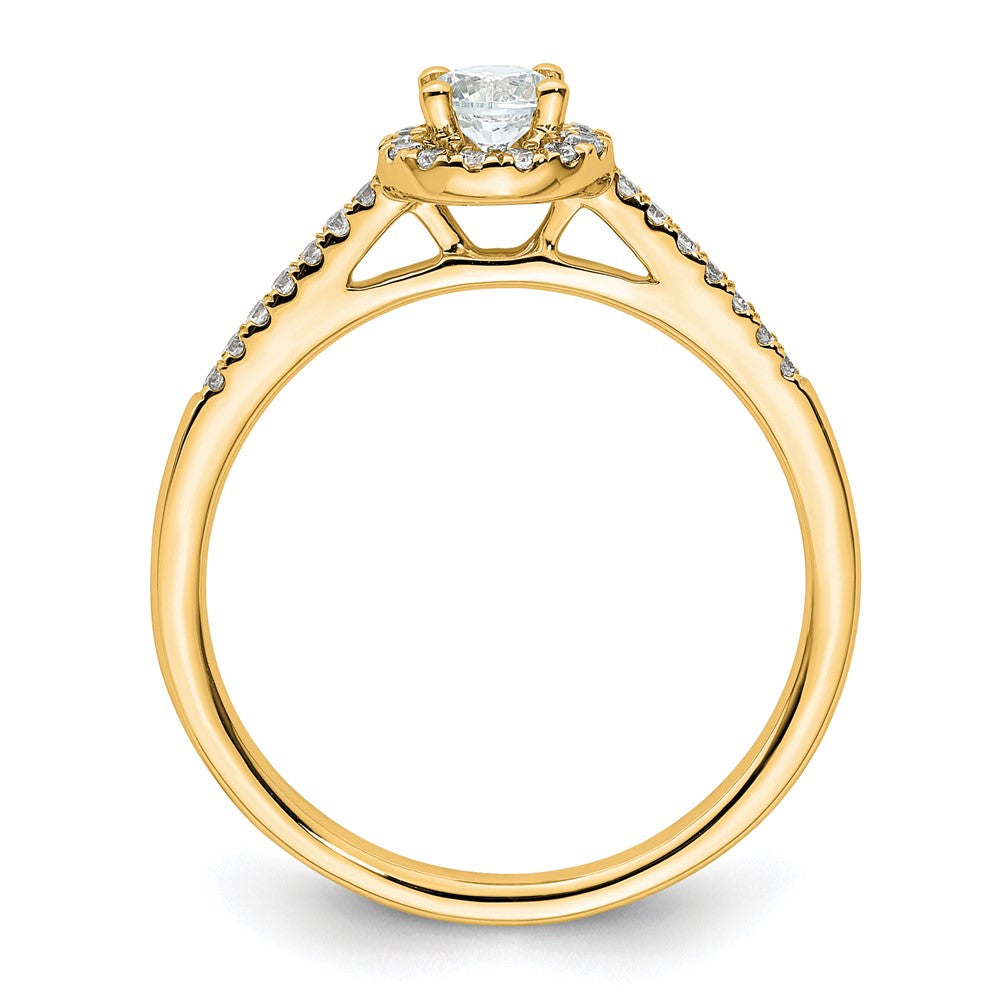 14K Yellow Gold Round Diamond Semi-Mount Halo Engagement Ring