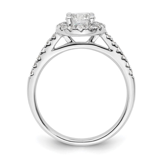 14K White Gold Halo (Holds 3/4 carat (5.8mm) Round Center) 3/8 carat Diamond Semi-Mount Engagement Ring