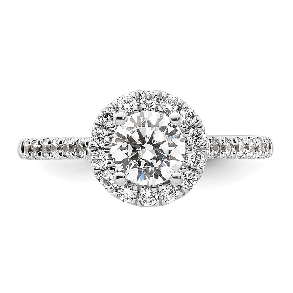 14K White Gold Halo (Holds 3/4 carat (5.8mm) Round Center) 3/8 carat Diamond Semi-Mount Engagement Ring