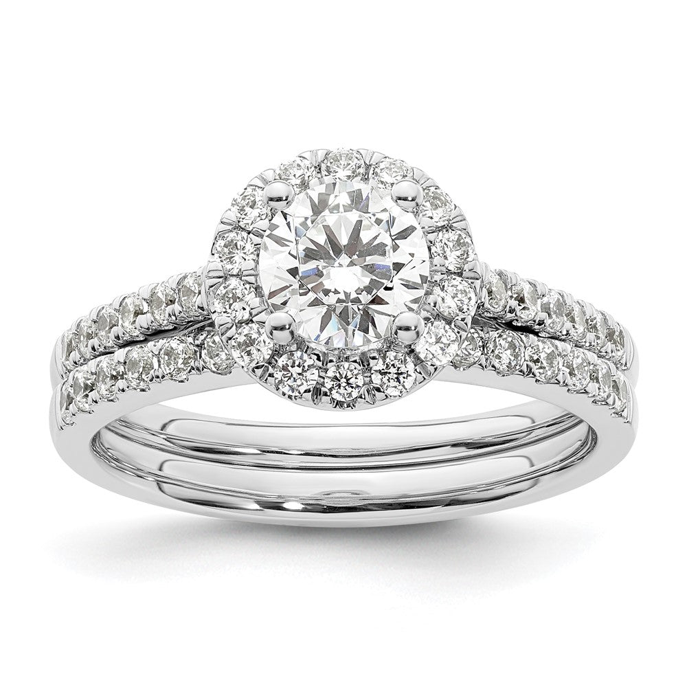 14K White Gold Halo (Holds 3/4 carat (5.8mm) Round Center) 3/8 carat Diamond Semi-Mount Engagement Ring