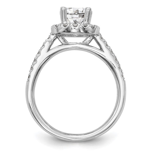14K White Gold Halo (Holds 1 carat (6.5mm) Round Center) 1/2 carat Diamond Semi-Mount Engagement Ring