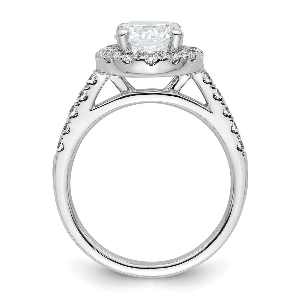 14K White Gold Halo (Holds 1.5 carat (7.5mm) Round Center) 3/4 carat Diamond Semi-Mount Engagement Ring