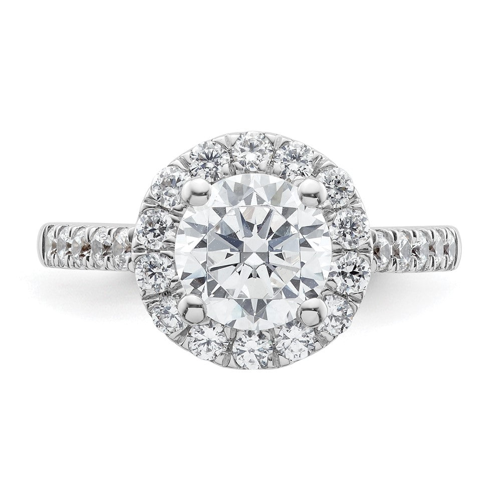14K White Gold Halo (Holds 1.5 carat (7.5mm) Round Center) 3/4 carat Diamond Semi-Mount Engagement Ring