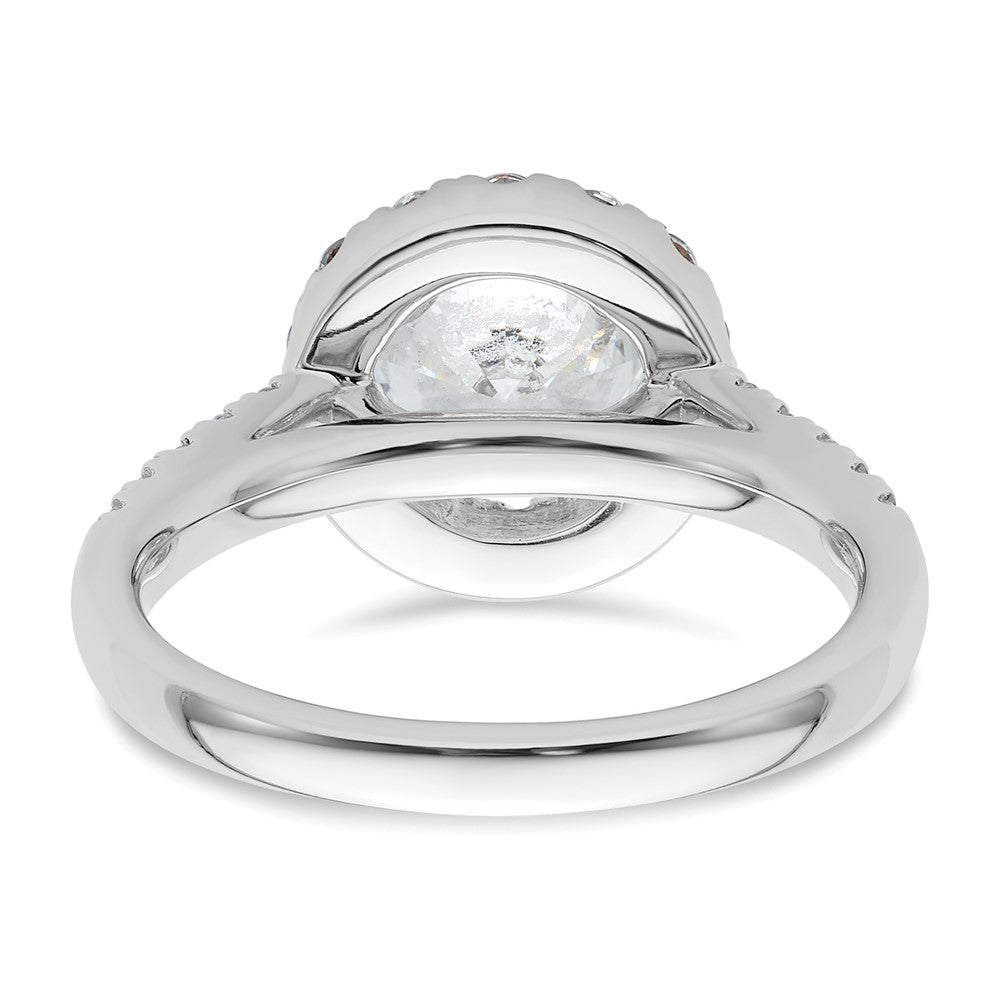 14K White Gold Halo (Holds 1.5 carat (7.5mm) Round Center) 3/4 carat Diamond Semi-Mount Engagement Ring