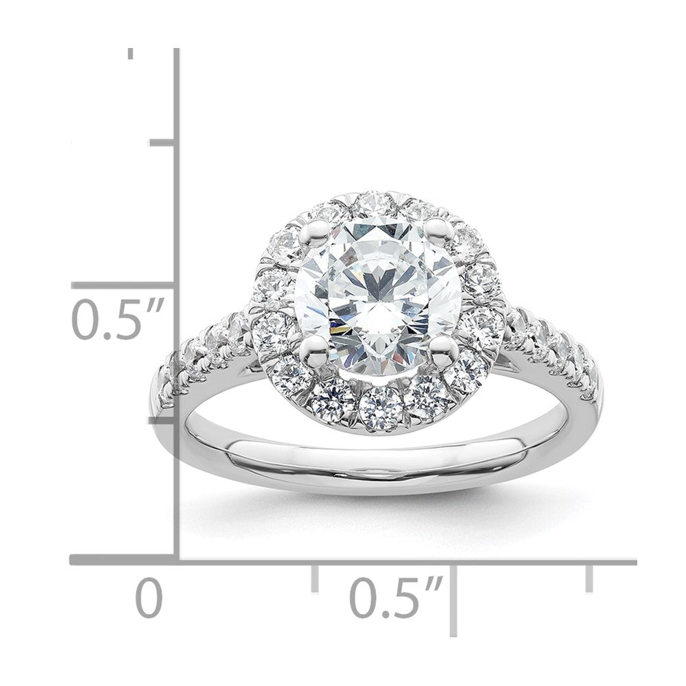 14K White Gold Halo (Holds 1.5 carat (7.5mm) Round Center) 3/4 carat Diamond Semi-Mount Engagement Ring