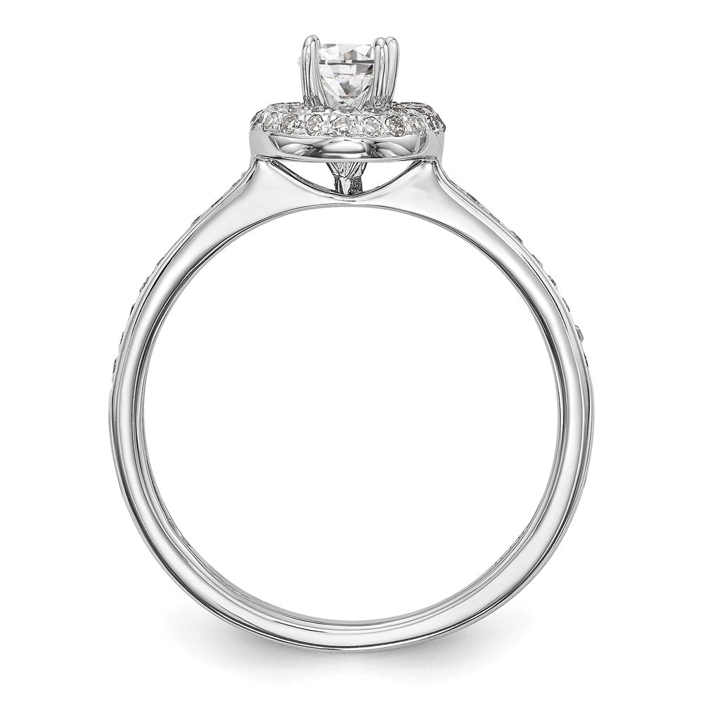 14K White Gold Lab Grown VS/SI+ G+ Dia Complete Halo Engagement Ring