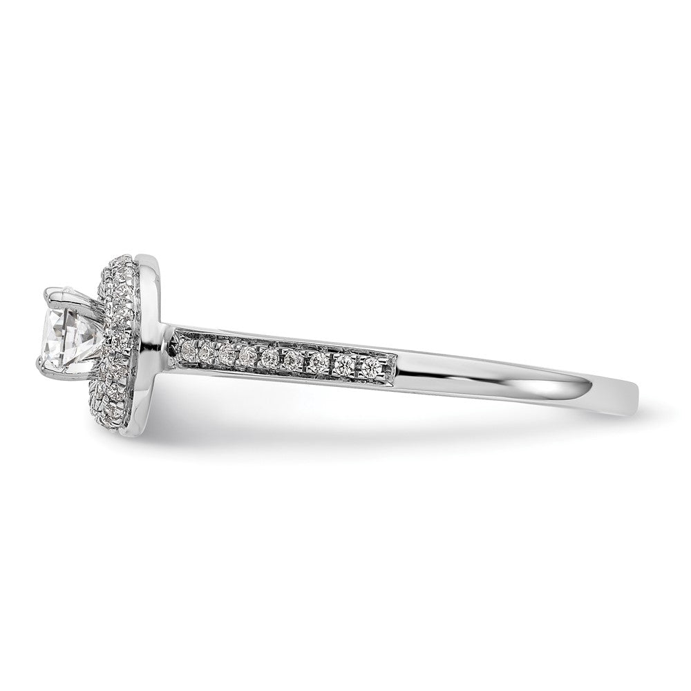 14K White Gold Lab Grown VS/SI+ G+ Dia Complete Halo Engagement Ring