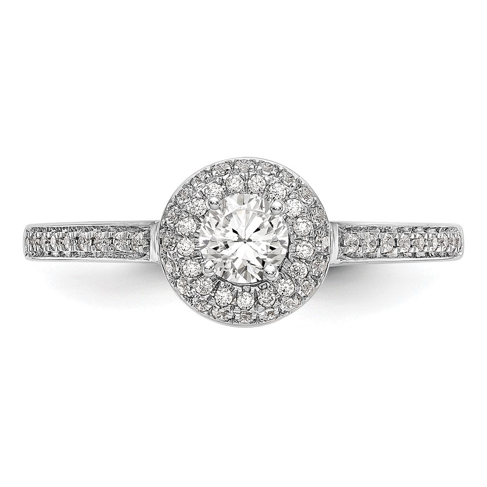 14K White Gold Lab Grown VS/SI+ G+ Dia Complete Halo Engagement Ring