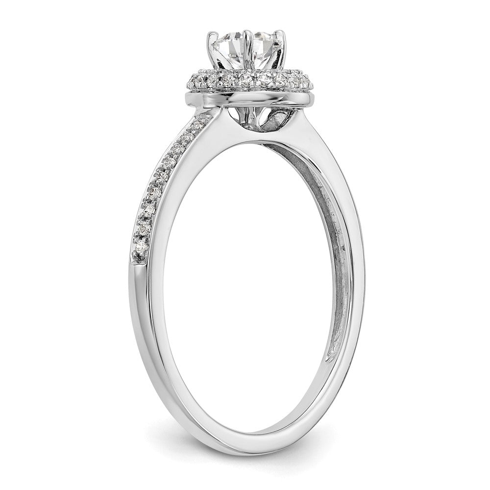 14K White Gold Lab Grown VS/SI+ G+ Dia Complete Halo Engagement Ring