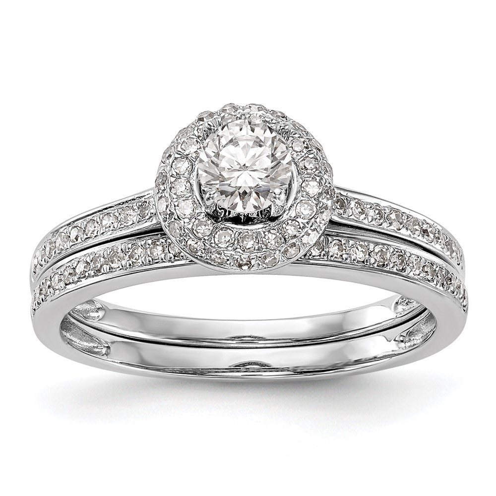 14K White Gold Lab Grown VS/SI+ G+ Dia Complete Halo Engagement Ring