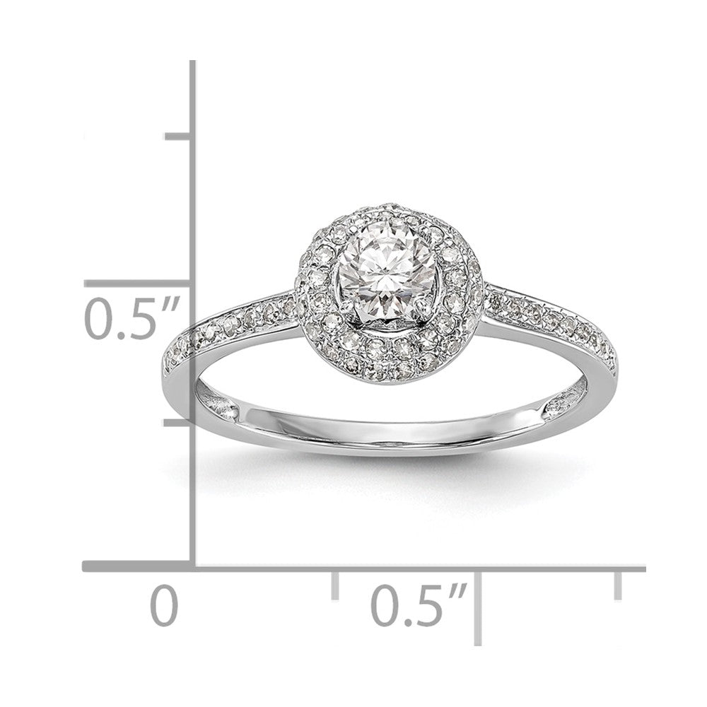 14K White Gold Lab Grown VS/SI+ G+ Dia Complete Halo Engagement Ring