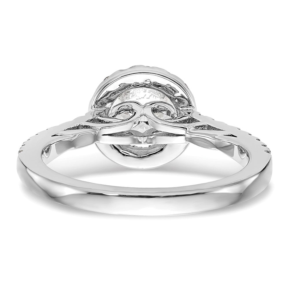 14K White Gold Halo Plus (Holds 1 carat (6.5mm) Round Center) 1/2 carat Diamond Semi-Mount Engagement Ring
