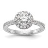 14K White Gold Halo Plus (Holds 1 carat (6.5mm) Round Center) 1/2 carat Diamond Semi-Mount Engagement Ring