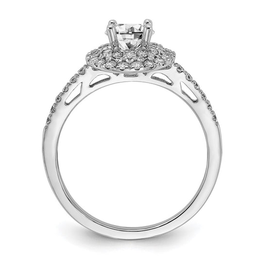 14k White Gold 7/8 carat Lab Grown Diamond VS/SI+ G+ Complete Double Halo Engagement Ring