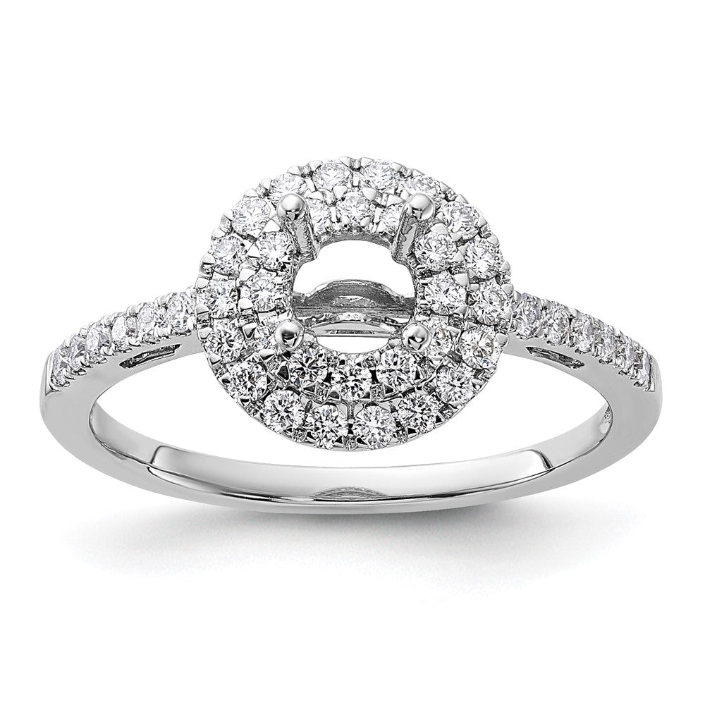 14k White Gold 7/8 carat Lab Grown Diamond VS/SI+ G+ Complete Double Halo Engagement Ring