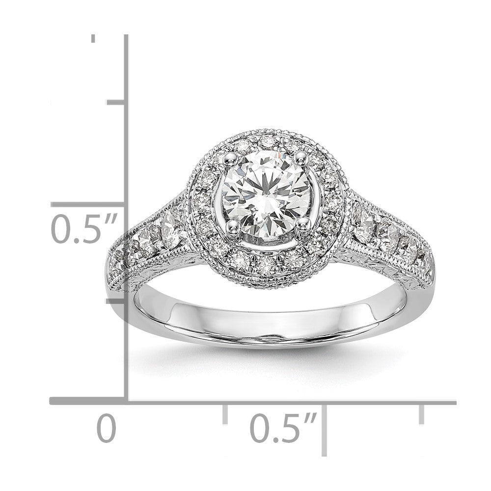 14k White Gold 3/4 carat Lab Grown Diamond VS/SI+ G+ 3/4 carat Center Round Semi Mount Engagement Ring
