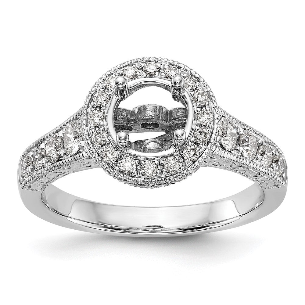 14k White Gold 3/4 carat Lab Grown Diamond VS/SI+ G+ 3/4 carat Center Round Semi Mount Engagement Ring