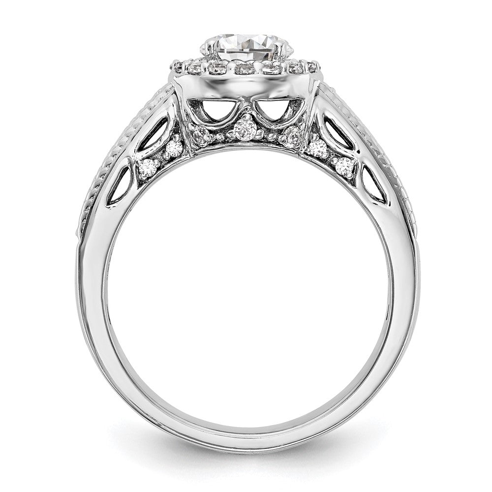 14K White Gold Halo Plus (Holds 3/4 carat (5.8mm) Round Center) 1/2 carat Diamond Semi-Mount Engagement Ring