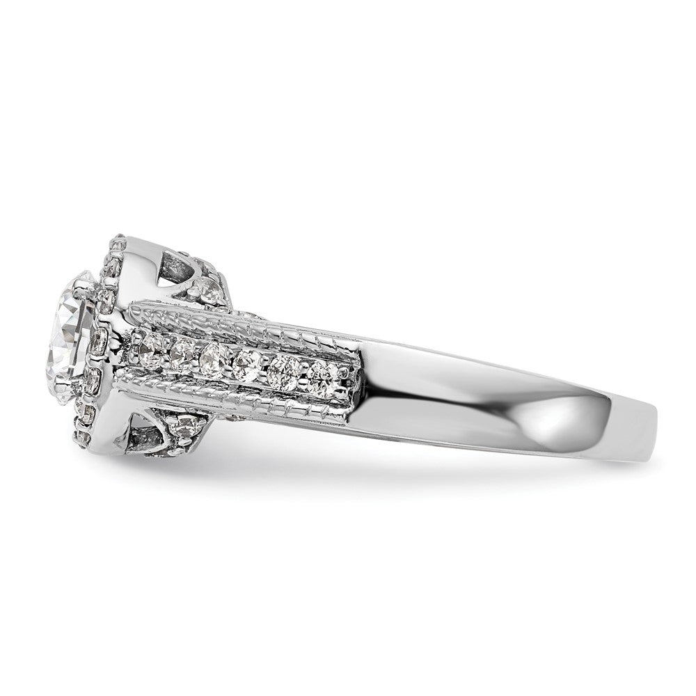 14K White Gold Halo Plus (Holds 3/4 carat (5.8mm) Round Center) 1/2 carat Diamond Semi-Mount Engagement Ring