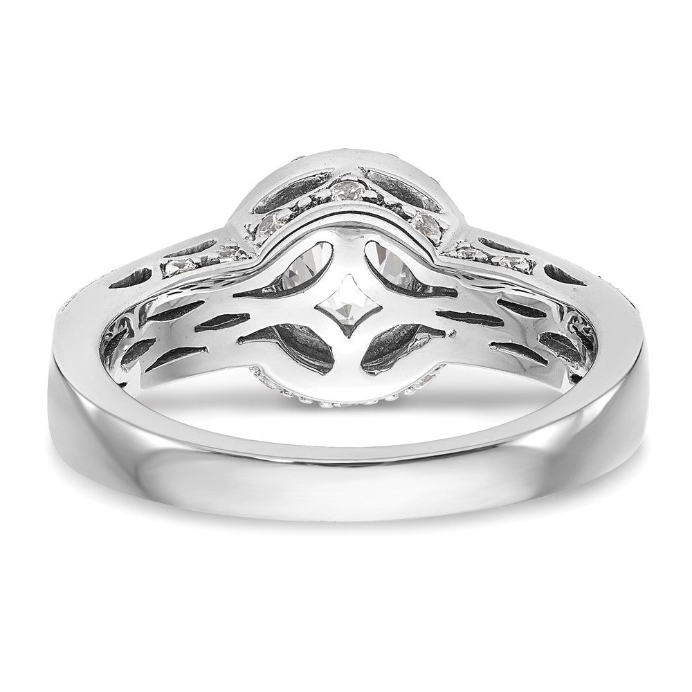14K White Gold Halo Plus (Holds 3/4 carat (5.8mm) Round Center) 1/2 carat Diamond Semi-Mount Engagement Ring