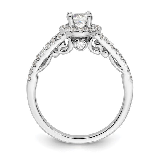 14k White Gold 1 carat Lab Grown Diamond VS/SI+ G+ Complete Round Halo Engagement Ring