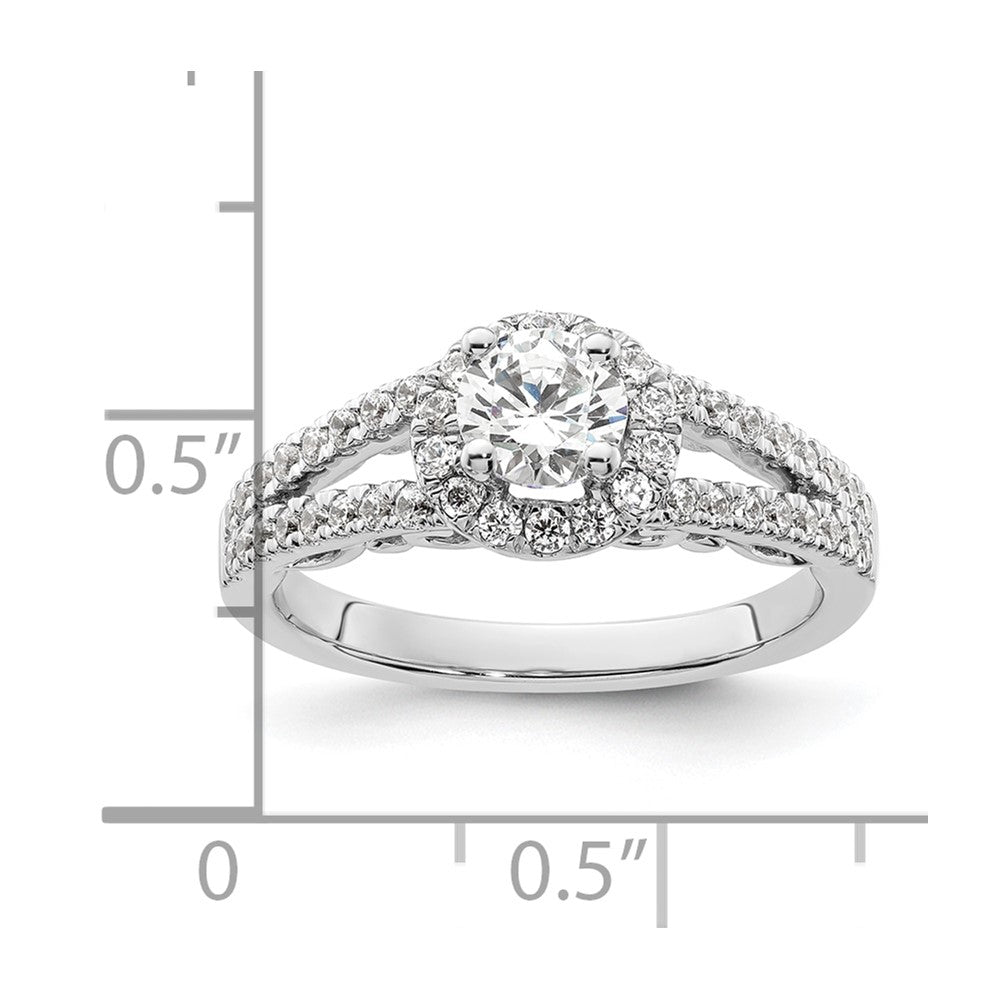 14k White Gold 1 carat Lab Grown Diamond VS/SI+ G+ Complete Round Halo Engagement Ring