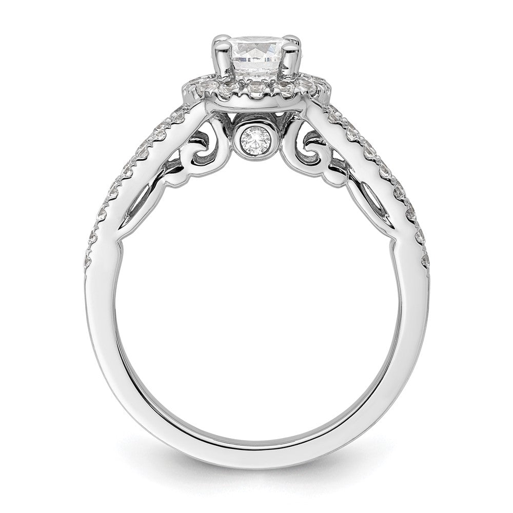 14K White Gold Halo Plus (Holds 3/4 carat (5.8mm) Round Center) 5/8 carat Diamond Semi-Mount Engagement Ring