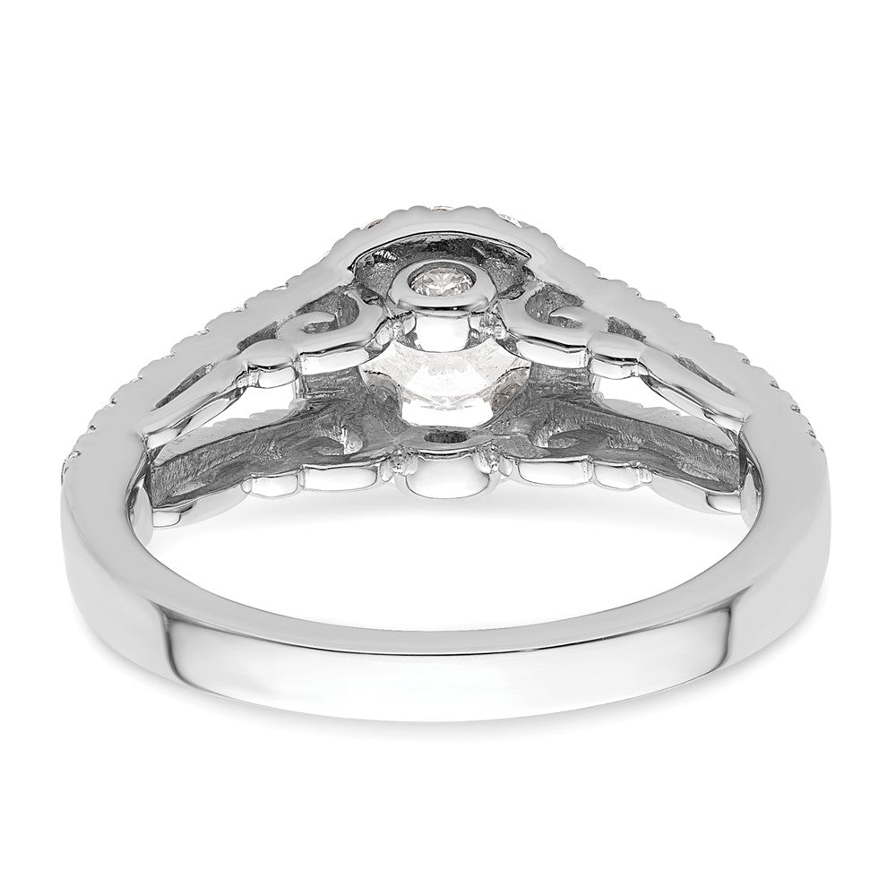 14K White Gold Halo Plus (Holds 3/4 carat (5.8mm) Round Center) 5/8 carat Diamond Semi-Mount Engagement Ring
