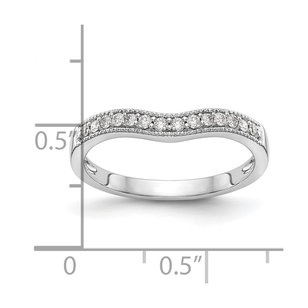 14k White Gold 1/6 carat Diamond Contoured Complete Wedding Band