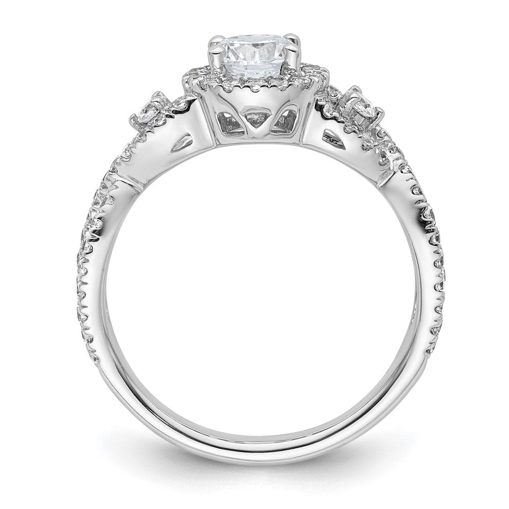 14K White Gold Halo Plus (Holds 1/2 carat (5.2mm) Round Center) 5/8 carat Diamond Semi-Mount Engagement Ring