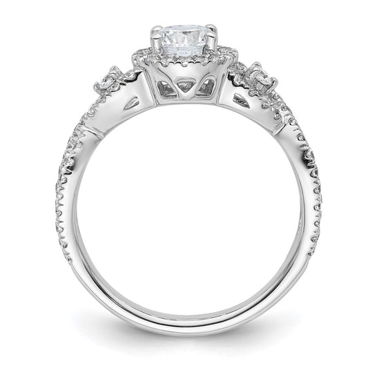 14K White Gold Halo Plus (Holds 1/2 carat (5.2mm) Round Center) 5/8 carat Diamond Semi-Mount Engagement Ring
