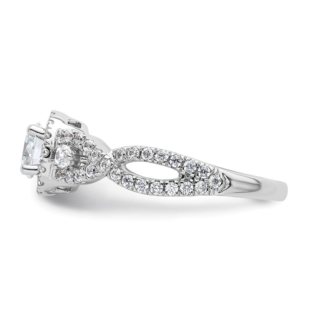 14K White Gold Halo Plus (Holds 1/2 carat (5.2mm) Round Center) 5/8 carat Diamond Semi-Mount Engagement Ring