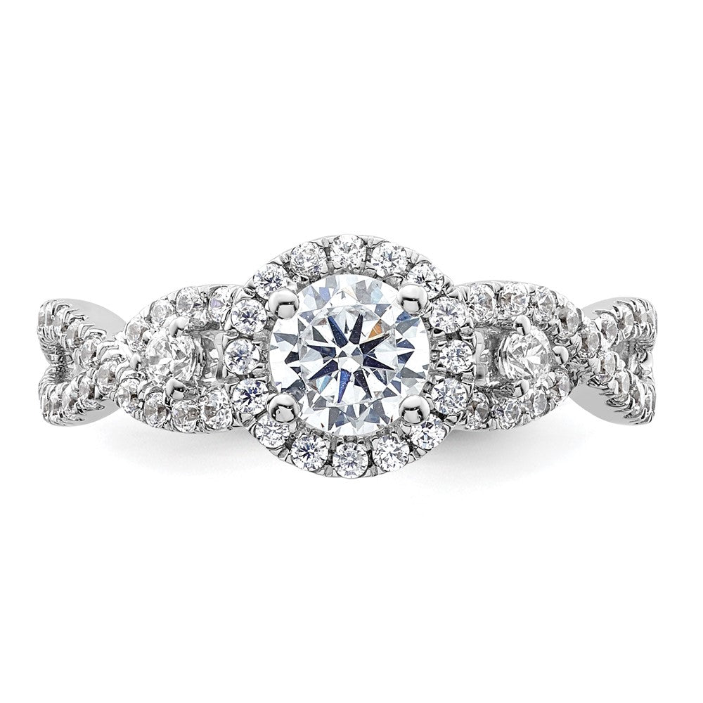 14K White Gold Halo Plus (Holds 1/2 carat (5.2mm) Round Center) 5/8 carat Diamond Semi-Mount Engagement Ring