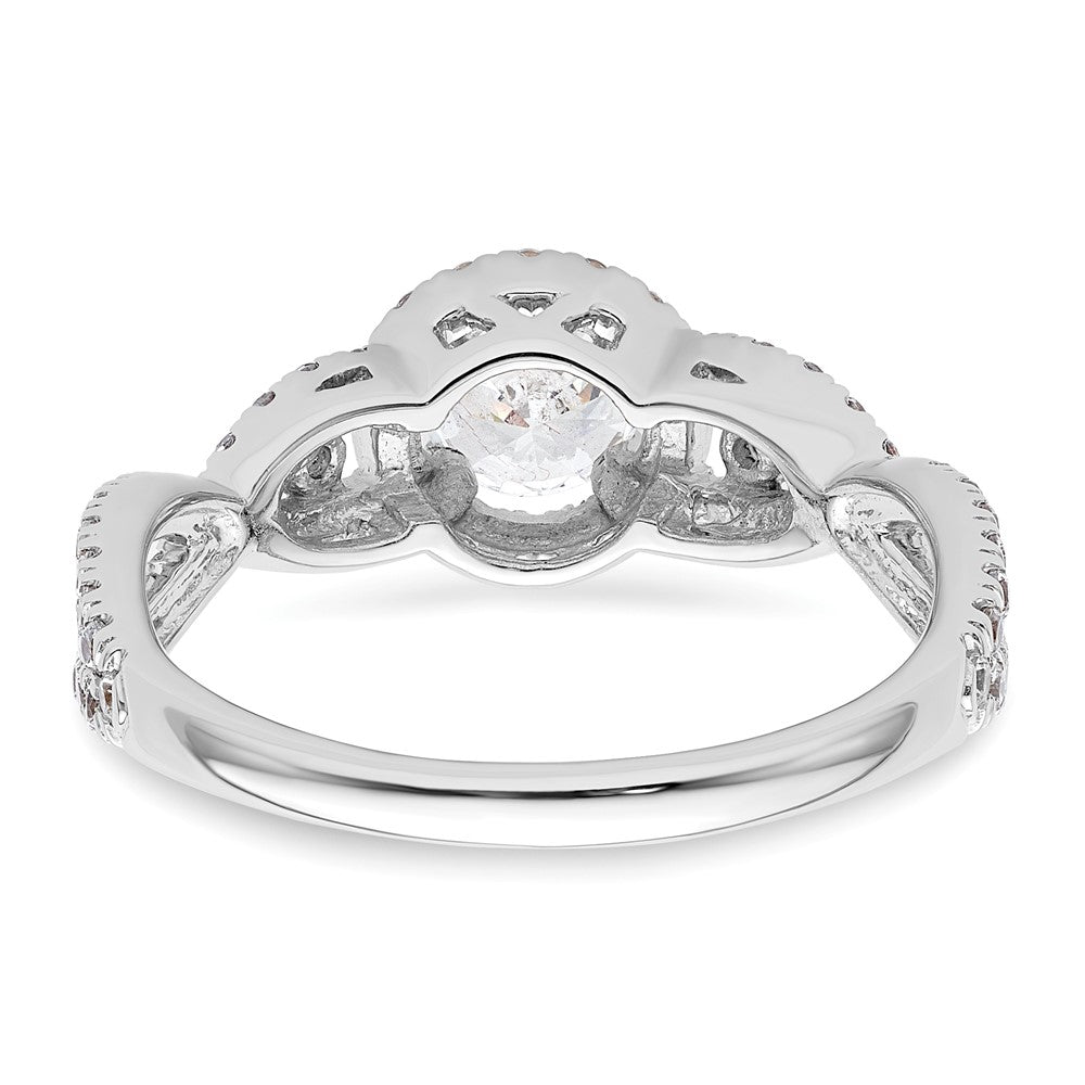 14K White Gold Halo Plus (Holds 1/2 carat (5.2mm) Round Center) 5/8 carat Diamond Semi-Mount Engagement Ring