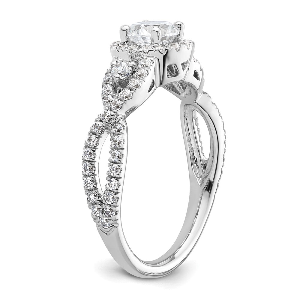 14K White Gold Halo Plus (Holds 1/2 carat (5.2mm) Round Center) 5/8 carat Diamond Semi-Mount Engagement Ring