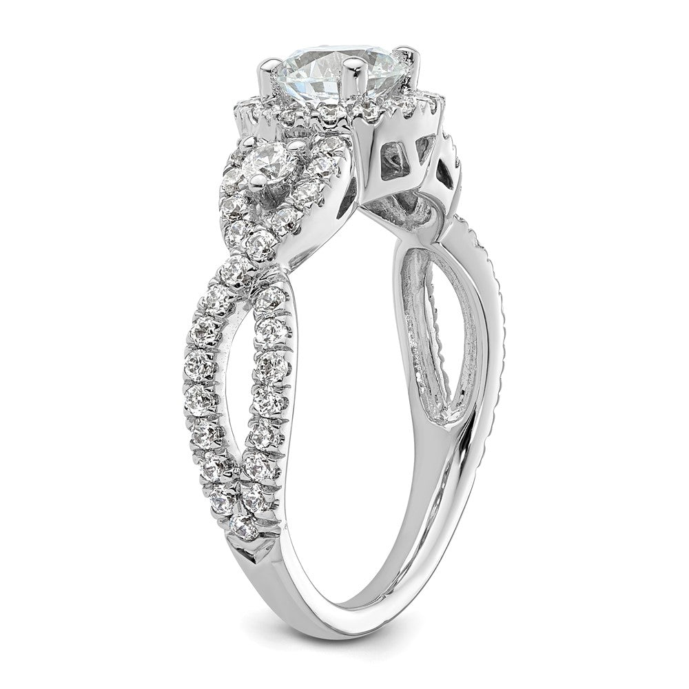 14k White Gold 3/4 carat Lab Grown Diamond VS/SI+ G+ 3/4 carat Center Round Semi Mount Engagement Ring