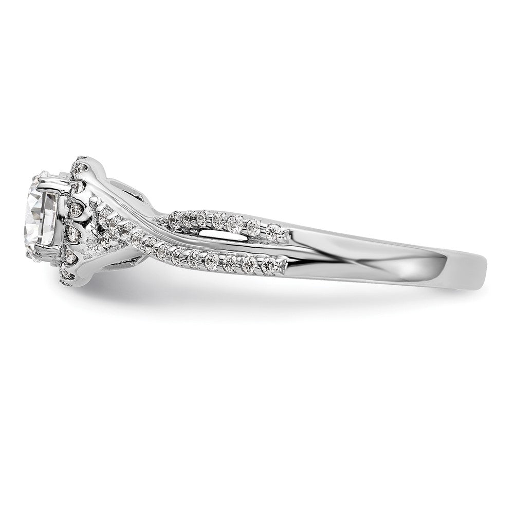 14K White Gold Lab Grown VS/SI+ G+ Dia Complete Halo Engagement Ring