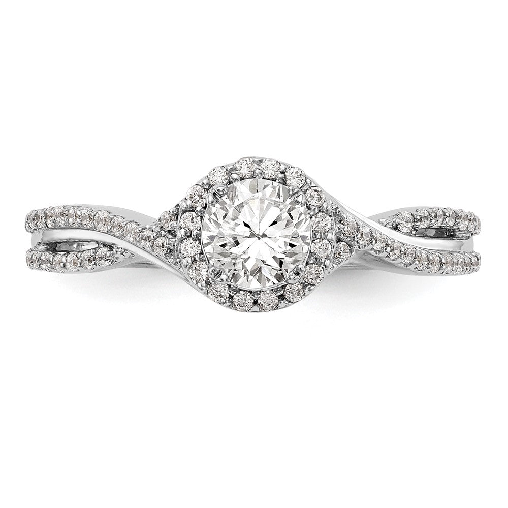 14K White Gold Lab Grown VS/SI+ G+ Dia Complete Halo Engagement Ring