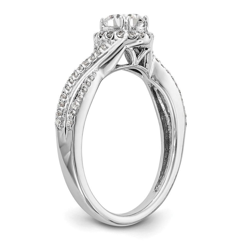 14K White Gold Lab Grown VS/SI+ G+ Dia Complete Halo Engagement Ring