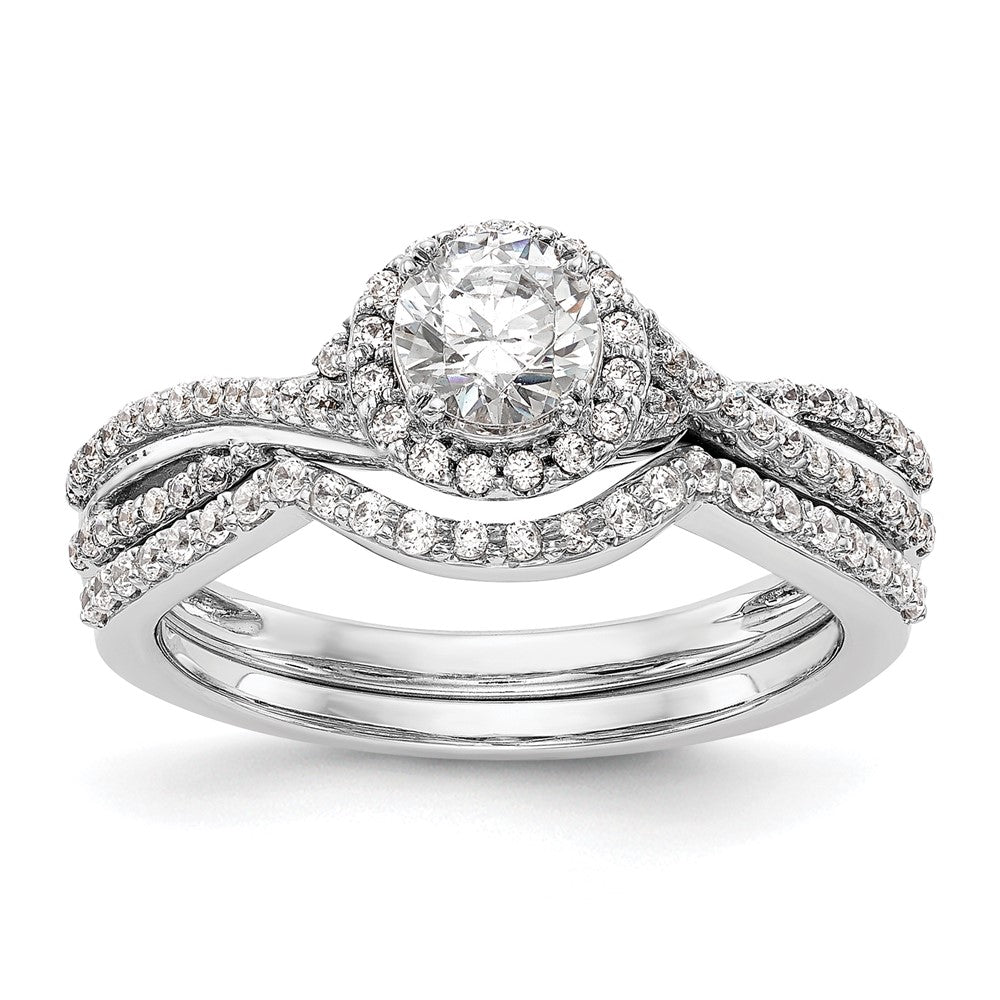 14K White Gold Lab Grown VS/SI+ G+ Dia Complete Halo Engagement Ring
