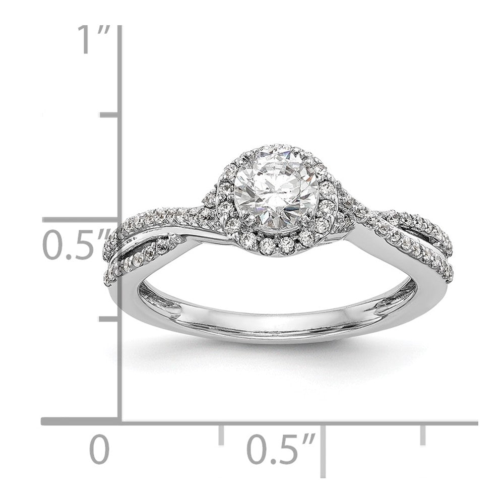 14K White Gold Lab Grown VS/SI+ G+ Dia Complete Halo Engagement Ring