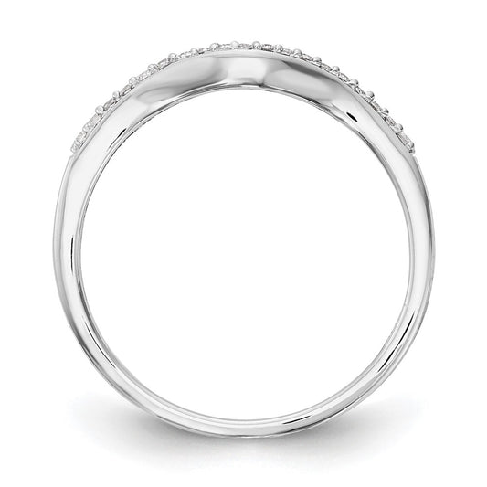 14k White Gold 1/10 carat Diamond Contoured Complete Wedding Band